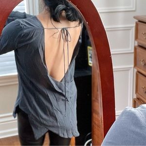 Zara 100% silk low back blouse